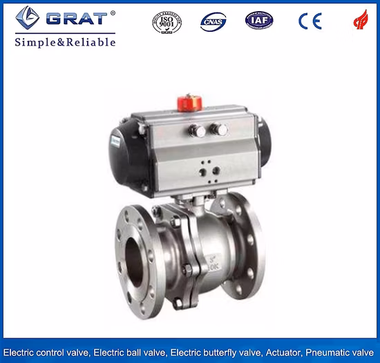 DN15 SS304 Body Pn40 Stl Seat Flange Single Action Pneumatic Ball Valve