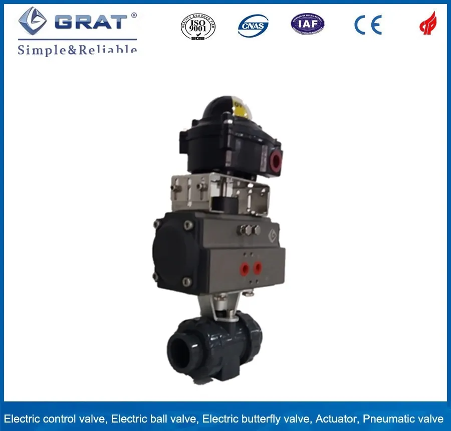 DN50 PVC CPVC UPVC PVDF PP Pph Pneumatic True Union Ball Valve